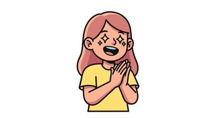 Obraz premium A girl with a joyful expression, clapping her hands, radiating happiness and excitement.