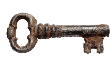 old rusty key isolated on transparent background Remove png, Clipping Path, pen tool