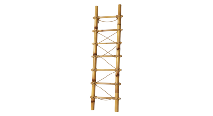 Bamboo ladder isolated on transparent background, a traditional climbing structure crafted from natural bamboo stalks, offering a rustic and ecofriendly solution