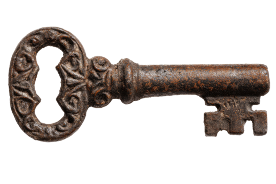 old rusty key isolated on transparent background Remove png, Clipping Path, pen tool