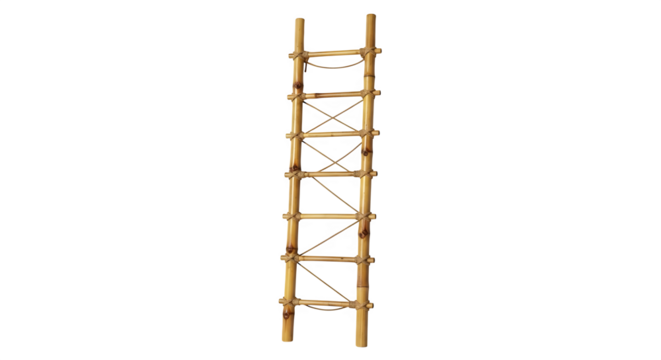 Bamboo ladder isolated on transparent background, a traditional climbing structure crafted from natural bamboo stalks, offering a rustic and ecofriendly solution