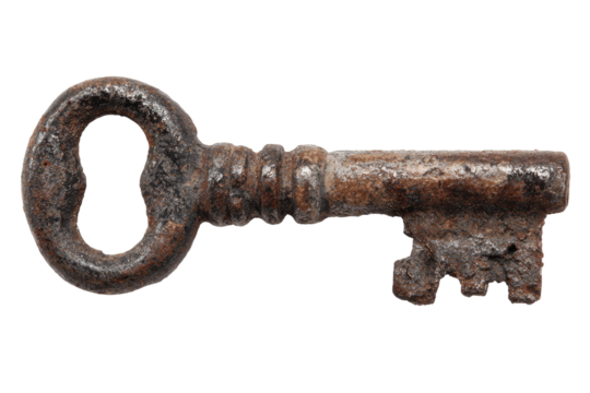 old rusty key isolated on transparent background Remove png, Clipping Path, pen tool