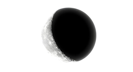 A crescent moon isolated on transparent background, showcasing its phase and texture in a studio shot, capturing the celestial beauty of the night sky
