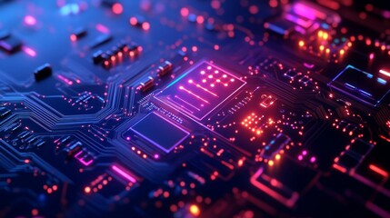 Obraz premium Exploring the advanced semiconductor nano circuitry futuristic laboratory closeup image high-tech environment detailed viewpoint innovative concept