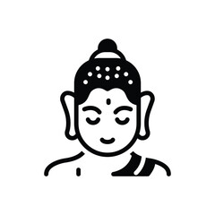 Black solid icon for buddha purnima