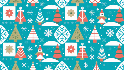 Illustration of Christmas Icons Design Template with Holiday Background Flat Geometric Vector
