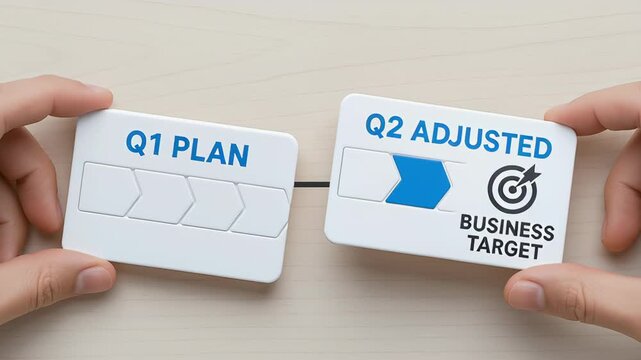 Business target alignment plan strategy adjustment for progress and goal achievement with Q1 plan and Q2 adjusted targets ensuring success and growth
