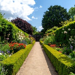 Garden Path Through Lush Beds