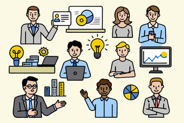 Diverse business professionals collaborating and presenting data, inspiring teamwork and innovation.