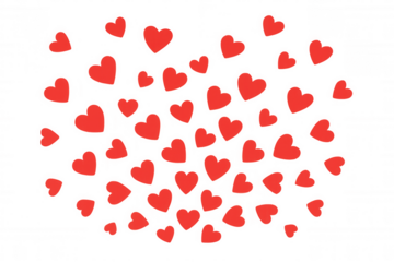 Many small red hearts forming a bigger heart on a transparent background, ideal for valentine's day or romantic projects