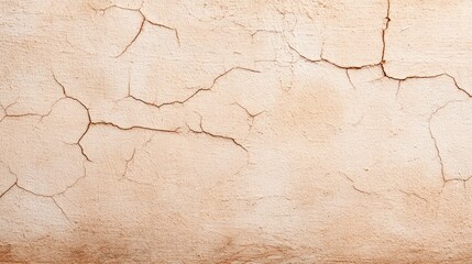 Fototapeta premium Cracked plaster wall showcasing texture and aging, with subtle color variations and natural patterns