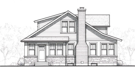A simple architectural illustration of a classic, two-story house with a symmetrical facade.