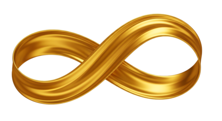 3D Render of a Golden Infinity Symbol, Abstract Loop Concept