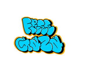 textured graffiti bubble style letters FREE GAZA isolated design