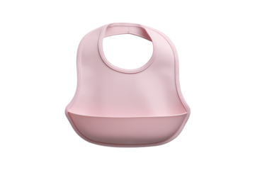 Pink Silicone Baby Bib with Catch Pocket child isolated on a transparent background