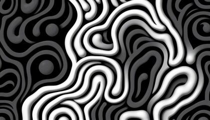 Fototapeta premium Abstract seamless black and white vector maze pattern of rounded organic lines, black, pattern