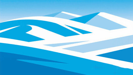 Illustration of Mountain Snow with Blue Sky Background Geometric Style