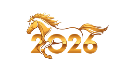 2026 Year of the Horse Golden Horse New Year Design