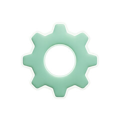 3d icon of mint green gear isolated on transparent background, a symbol of settings, configuration, and mechanical processes with png file