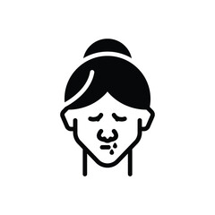 Black solid icon for runny nose