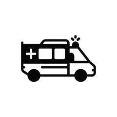 Black solid icon for ambulance