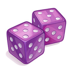 Two translucent purple dice showing the number seven on a black background