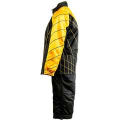 And yellow racing uniform with diagonal lines isolated on a transparent background