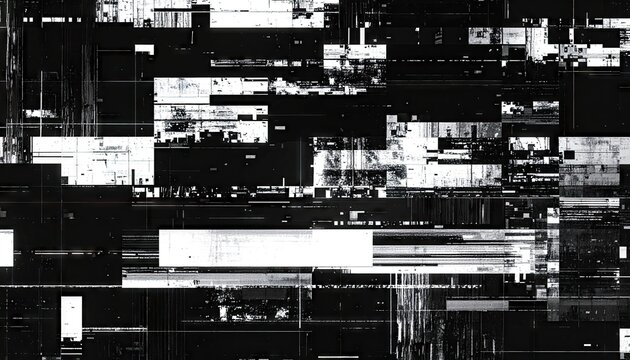 Digital Static Noise With Colorful Glitch Overlays And Distortion