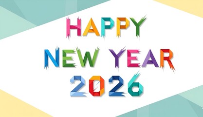 Happy New Year 2026 Colorful Text Design