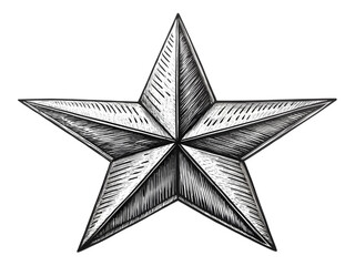 Obraz premium Detailed engraved five pointed star on black background