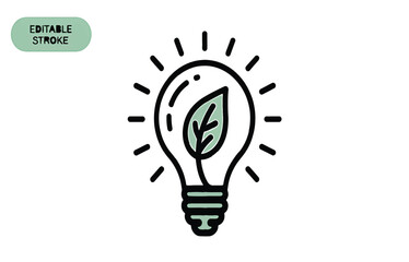 Fototapeta premium Eco-friendly light bulb with a leaf inside, representing renewable energy and environmental sustainability for a greener future