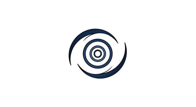 Abstract eye logo isolated on transparent background, a circular design with swirling motion, symbolizing energy, water, or a storm