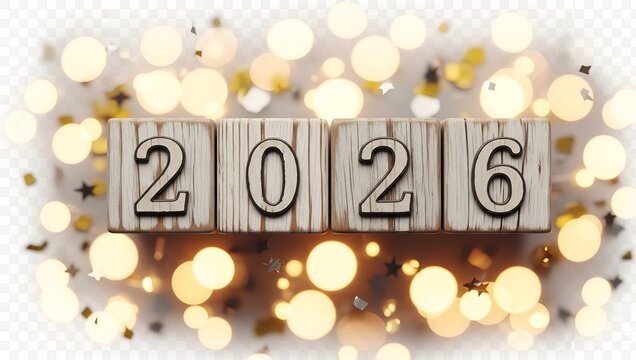 2026 New Years Eve Wooden Blocks, Lights, and Confetti