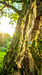 Obraz premium Tree trunk close-up, sunlight