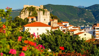 Fototapeta premium Hilltop Town Scenic View