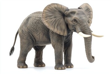 Fototapeta premium Large African Elephant on White Background