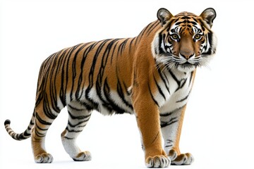 Obraz premium Majestic Tiger Standing on White Background