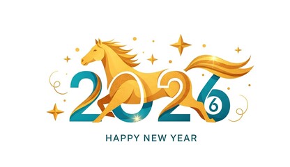 2026 Happy New Year Golden Horse - Chinese Zodiac