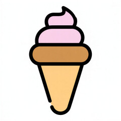 Clean Ice Cream Cone Icon in Line Art with Soft Candy Colors