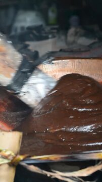 Making Traditional Indonesian Dodol Using Vintage Cooking Tray