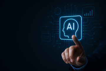 Obraz premium Ai technology replacing human jobs digital interface innovation