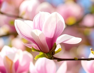 Obraz premium Beautiful magnolia blossom in spring