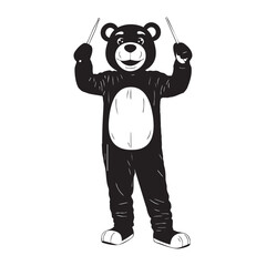 Fototapeta premium Vector art of a cheerful bear mascot in a costume,standing with a playful gesture,perfect for events and entertainment purposes