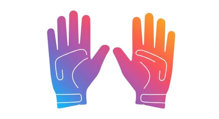 Obraz premium Two colorful, gradient-shaded sports gloves are depicted against a white background.