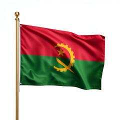 High quality realistic Angola textile flag with satin fabric and stitched edges isolated on white