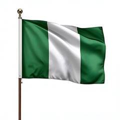 Obraz premium High quality realistic Benin textile flag with satin fabric and stitched edges isolated on white