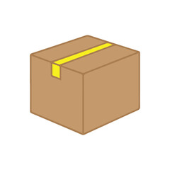 A detailed vector artwork showing a brown cardboard box, ideal for delivery services, storage symbols, product packaging visuals, and minimalist graphic design.