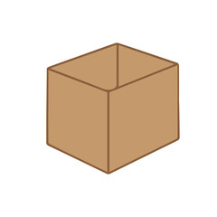 Vector illustration of a cardboard box in brown color, designed with clean outlines, perfect for packaging icons, logistics graphics, and creative projects.