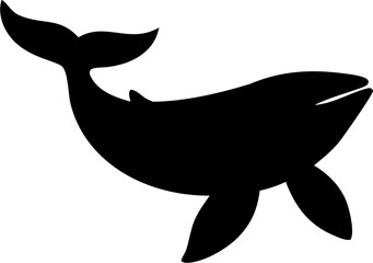 Whale Silhouette Vector Illustration | Ocean Marine Animal Sea Life Design