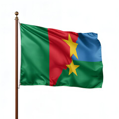 High quality realistic Comoros textile flag with satin fabric and stitched edges isolated on white